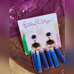 Lilly Pulitzer Navy and Gold Dangle Earrings